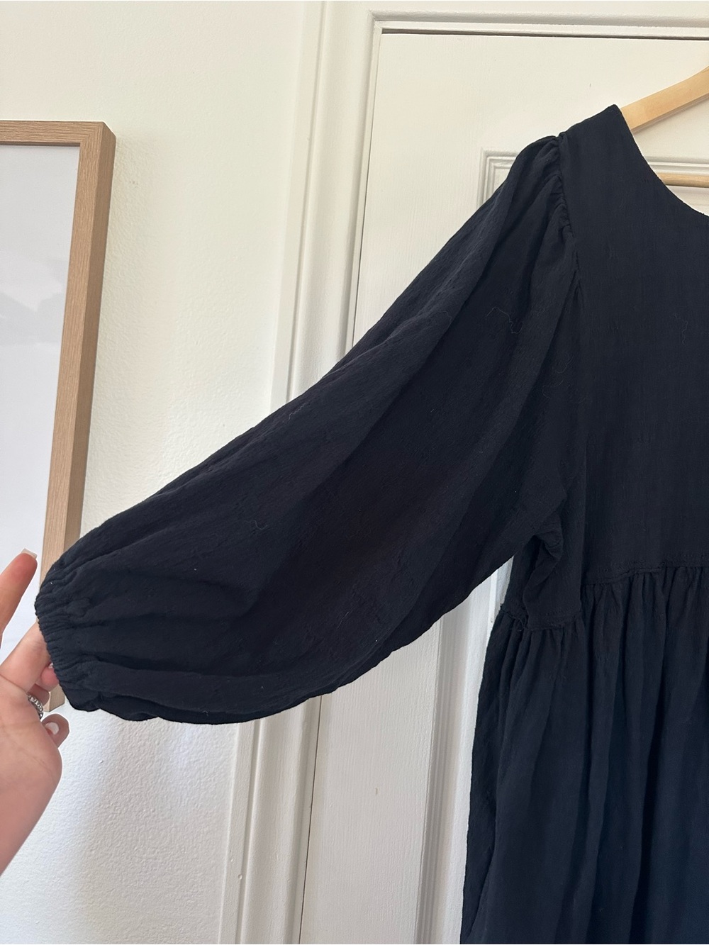 Free People Beach Get Obsessed Gauzy Babydoll Dress Black Boho Vacation medium - Picture 4 of 7